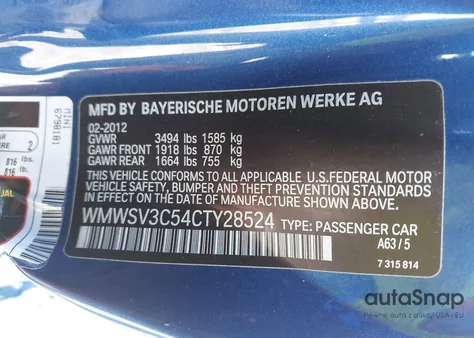 2012 Mini Cooper S from USA, damaged, VIN WMWSV3C54CTY28524